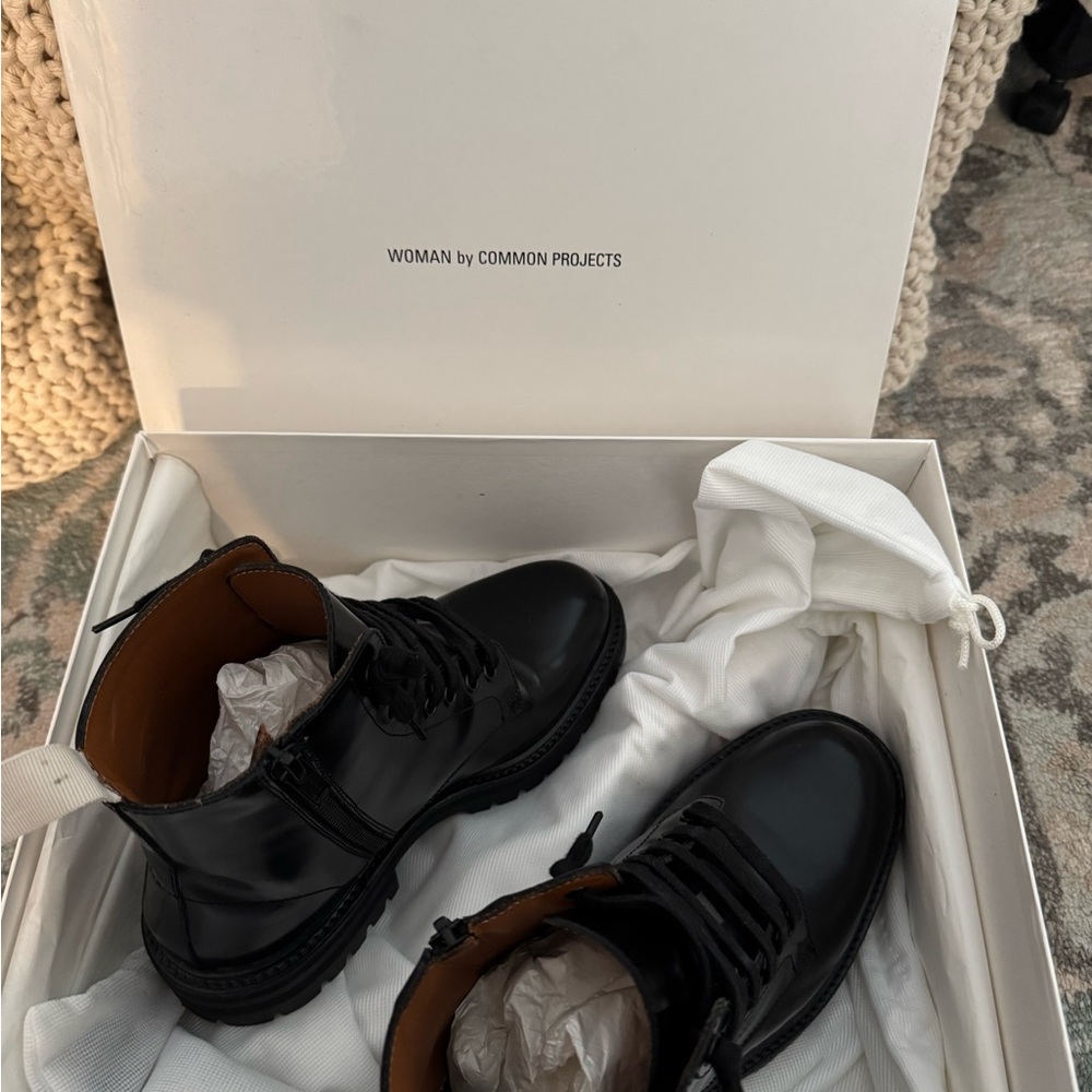 Common Projects Combat Boots Lug Sole Black